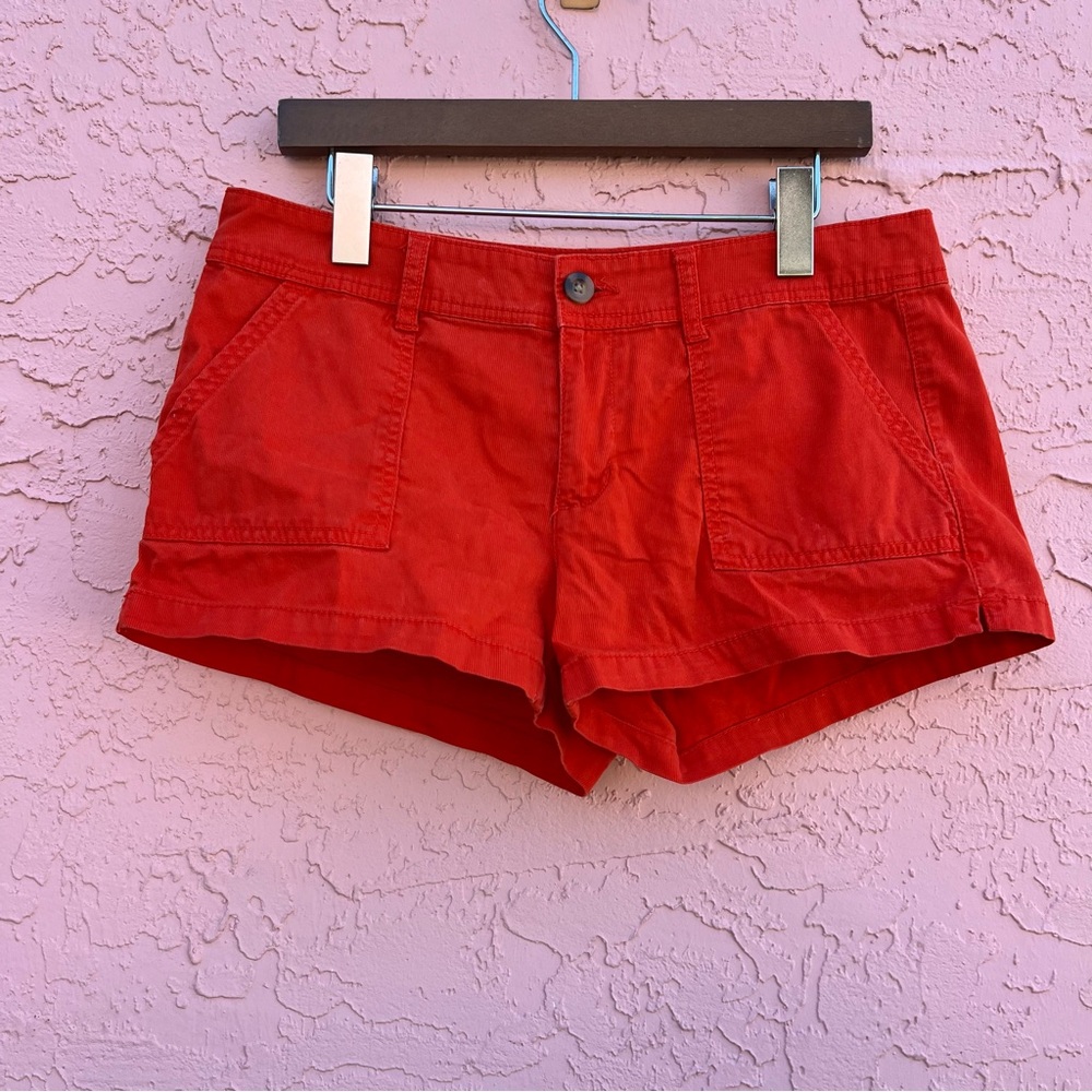 Arizona Jean Company Short Shorts Low Rise Orange Ribbed Corduroy Size 11